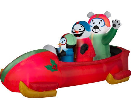 Penguin Bobsled Gemmy Animated Airbln Inflatable 7ft L