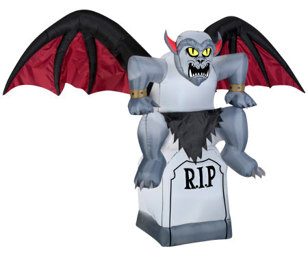 Gargoyle on Tombstone Gemmy Giant Airblown Inflatable 5ft high
