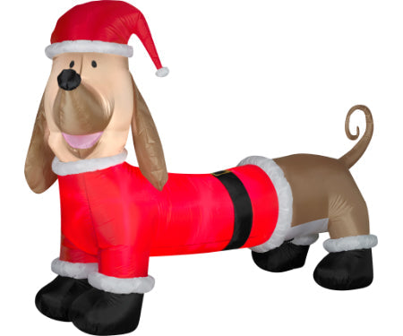 Dachsund In Santa Suit Gemmy Airblown Inflatable 6 ft long