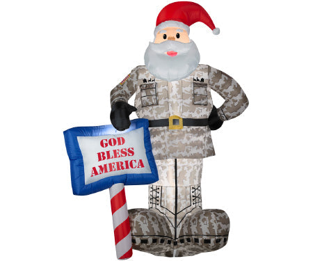 Military Santa Gemmy Giant Airblown Inflatable 8 ft
