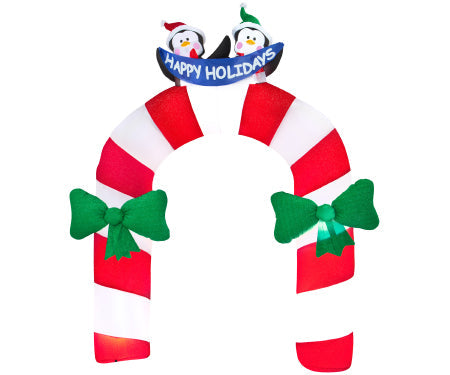 Penguin Candy Cane Archway Gemmy Giant Airbln Inflatable 10.5ft