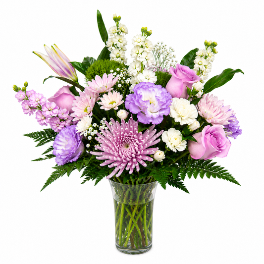 Mixed Purple Flowers with Vase 65