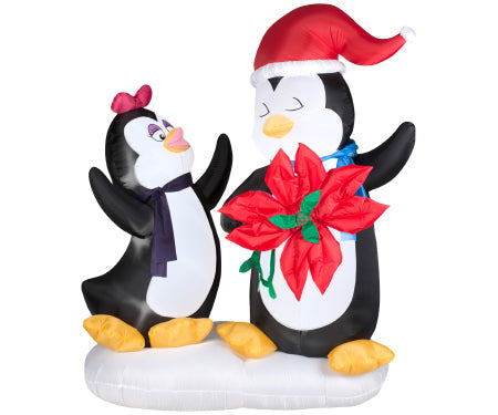 Penguin w/ Flower Gemmy Animated Airbln Inflatable 6 FT